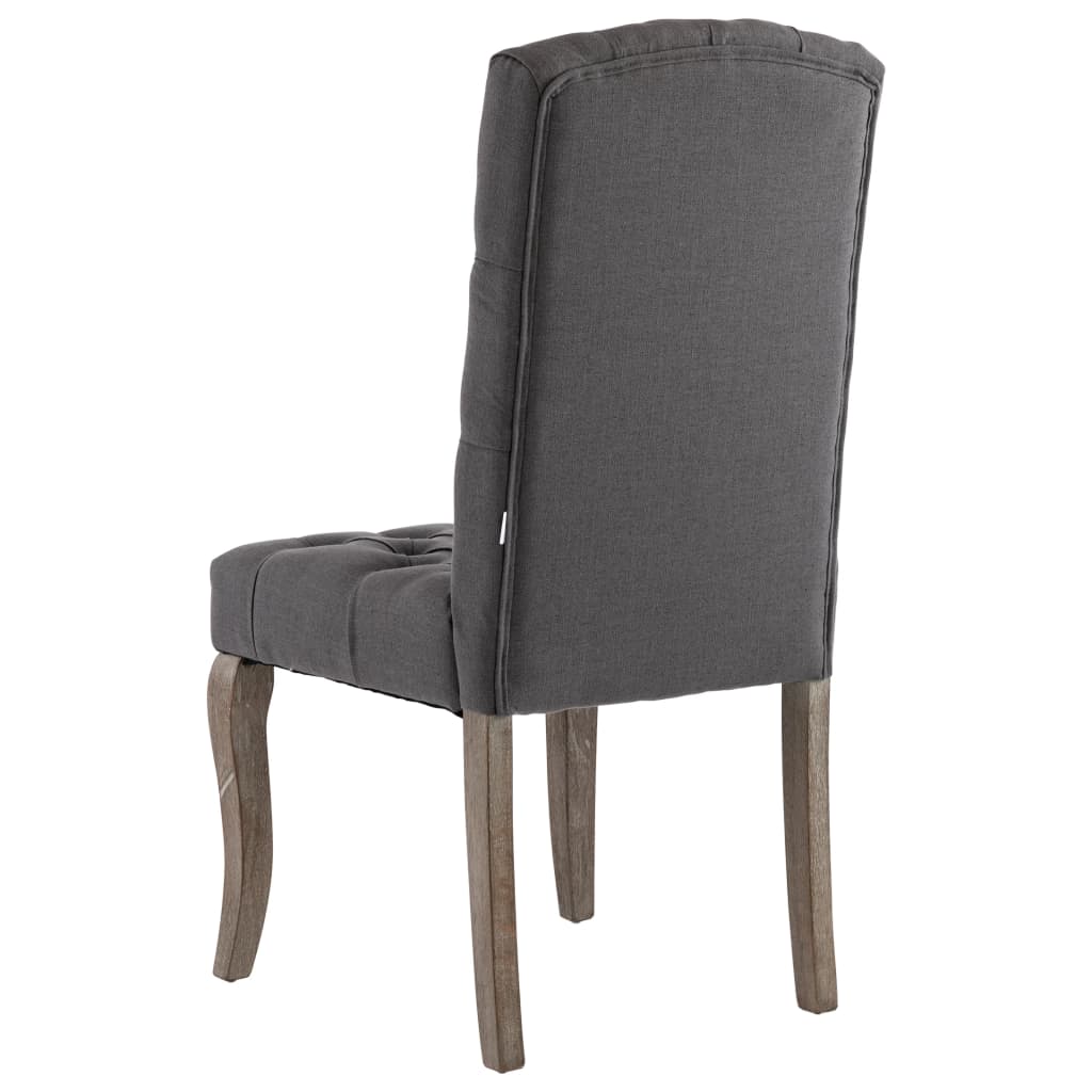 Трапезни столове, 2 бр, сиви, текстил имитация лен