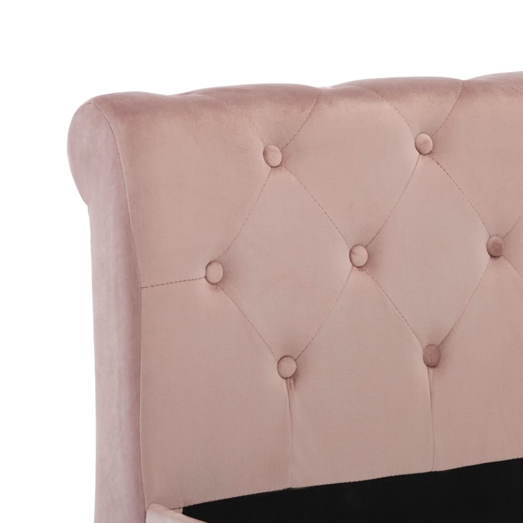 Рамка за легло, розова, кадифе, 90x200 см
