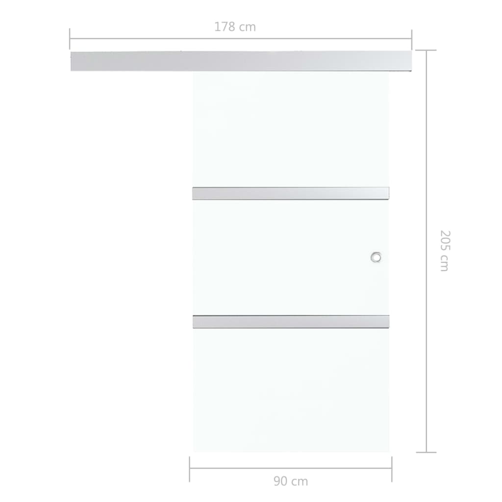 Плъзгаща врата, ESG стъкло и алуминий, 90x205 см, сребриста