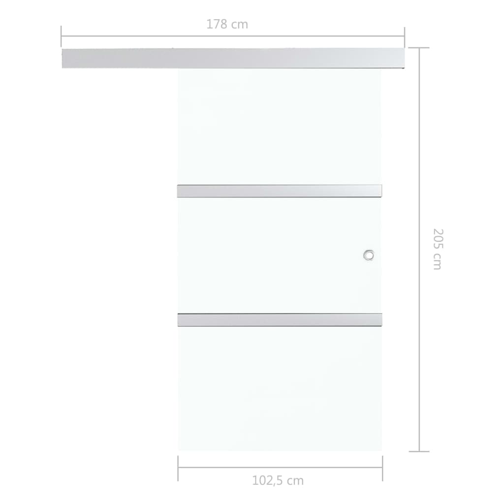 Плъзгаща врата, ESG стъкло и алуминий, 102,5x205 см, сребриста