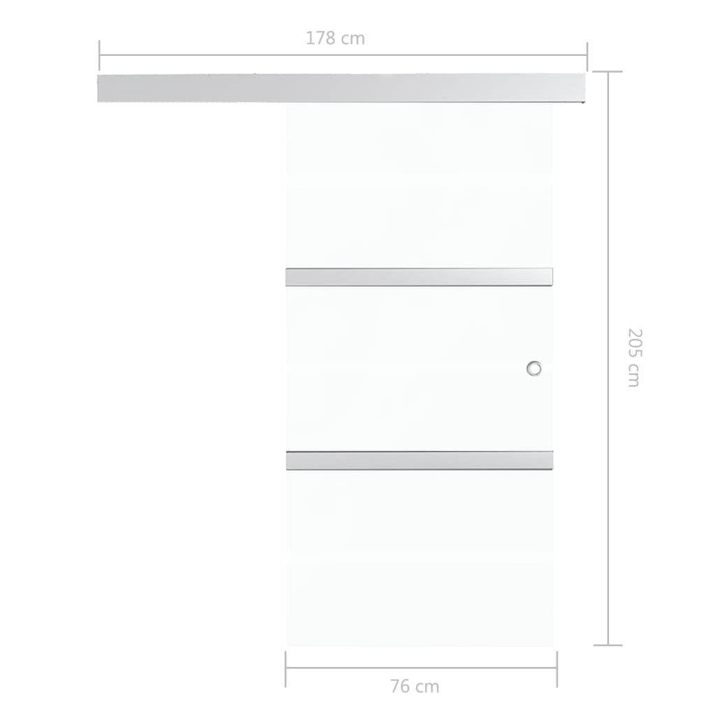 Плъзгаща врата с меки стопери, ESG стъкло и алуминий, 76x205 см