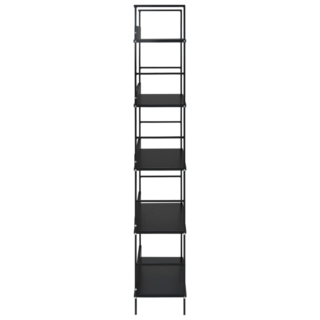 Етажерка за книги с 5 рафта, черна, 60x27,6x158,5 см, ПДЧ