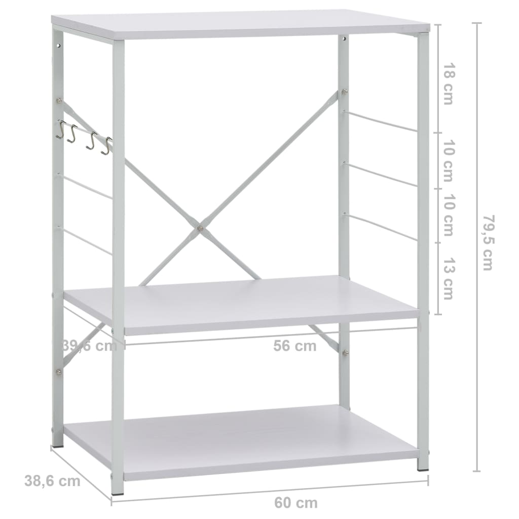 Шкаф за микровълнова, бял, 60x39,6x79,5 см, ПДЧ