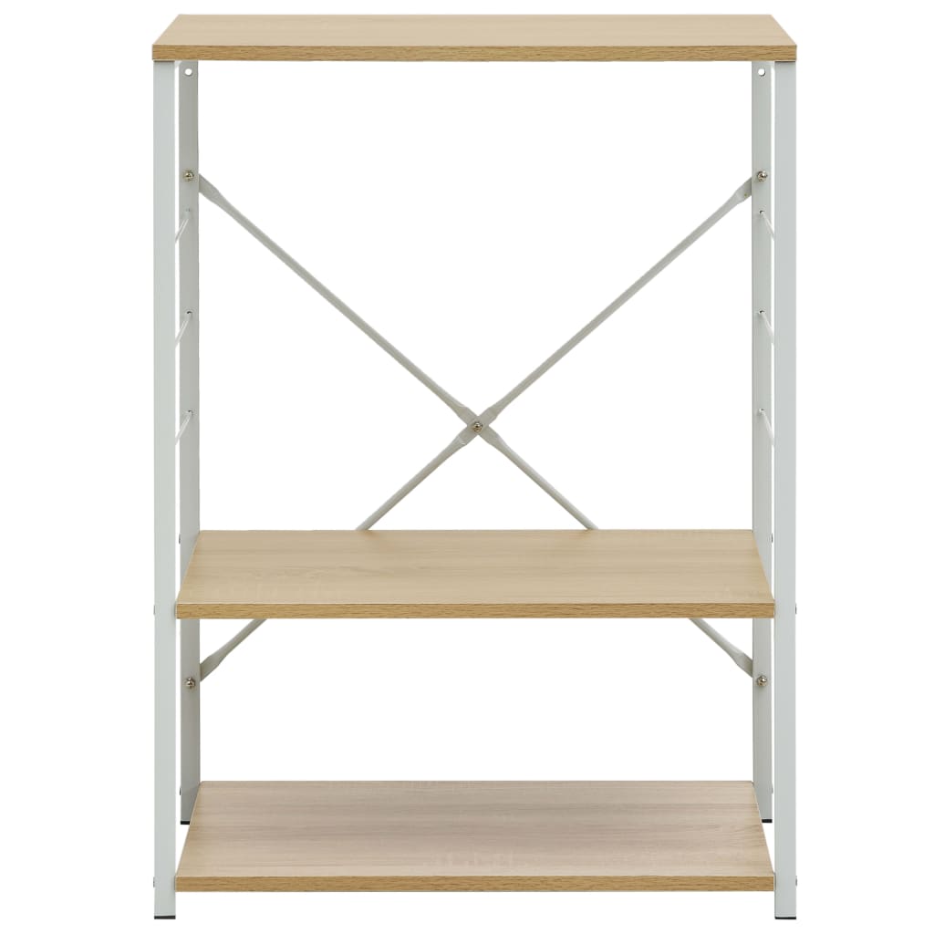 Шкаф за микровълнова, бяло и дъб, 60x39,6x79,5 см, ПДЧ