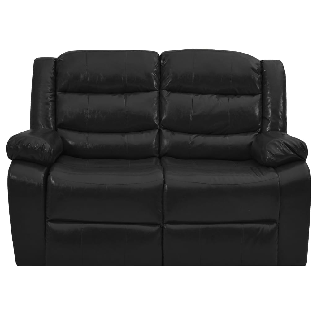 2-местен диван реклайнер, черен, изкуствена кожа