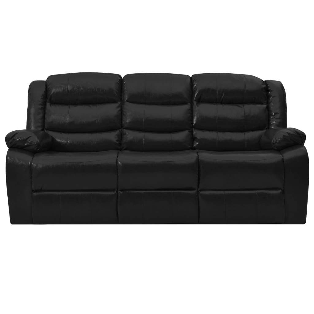 3-местен диван реклайнер, черен, изкуствена кожа