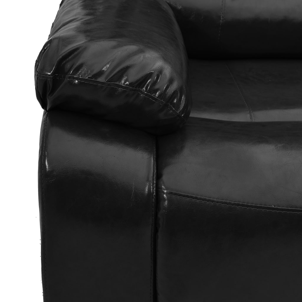 3-местен диван реклайнер, черен, изкуствена кожа