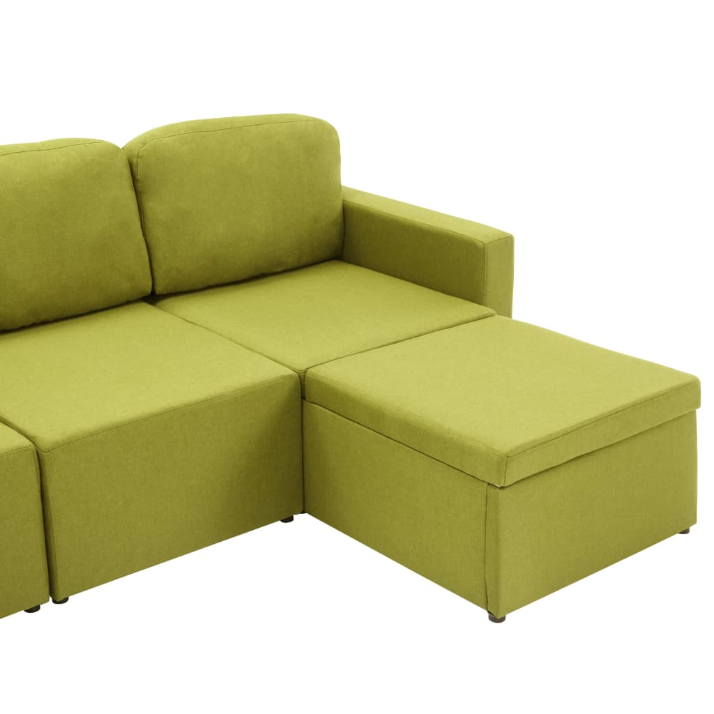 3-местен модулен диван легло, зелен, текстил
