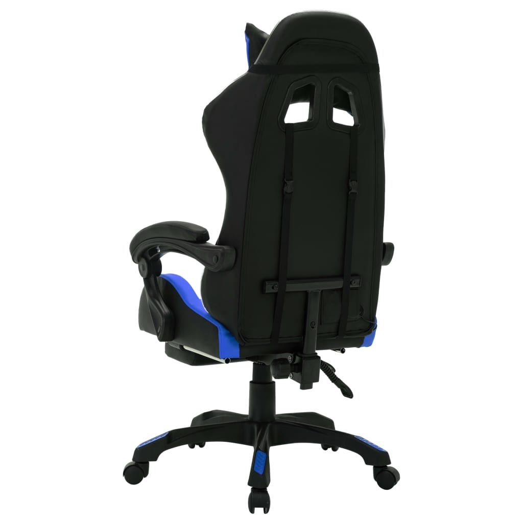 Геймърски стол RGB LED осветление синьо/черно изкуствена кожа