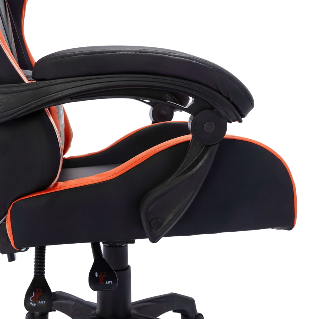 Геймърски стол RGB LED оранжево/черно изкуствена кожа