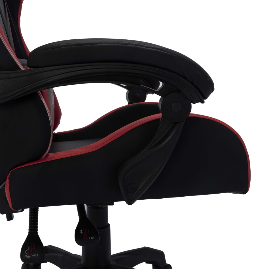Геймърски стол RGB LED виненочервено/черно изкуствена кожа