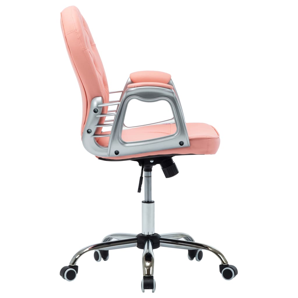 Въртящ се офис стол, розов, изкуствена кожа 
