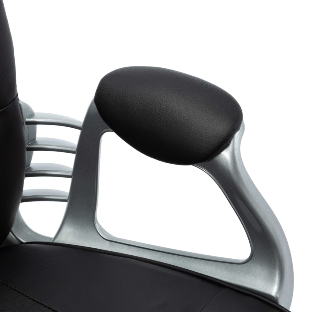 Въртящ офис стол, черен, изкуствена кожа 