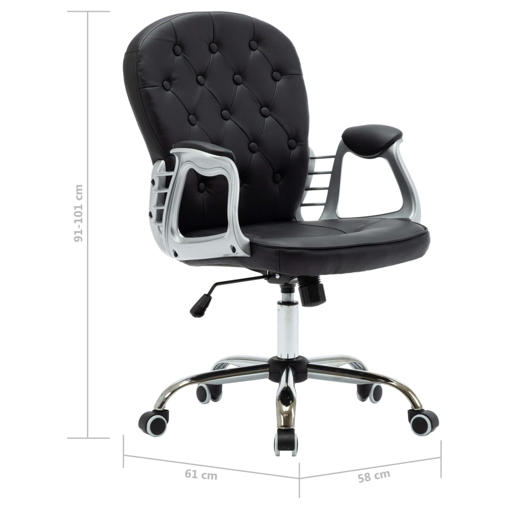 Въртящ офис стол, черен, изкуствена кожа 