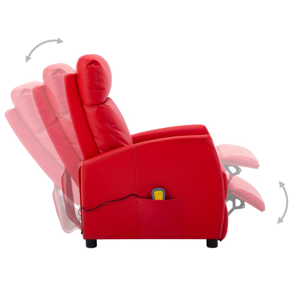 Масажен наклоняем стол, червен, изкуствена кожа