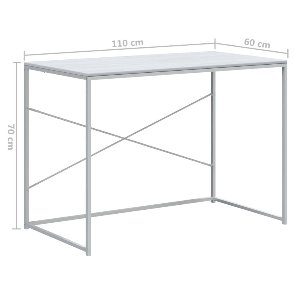 Компютърно бюро, бяло, 110x60x70 см, ПДЧ