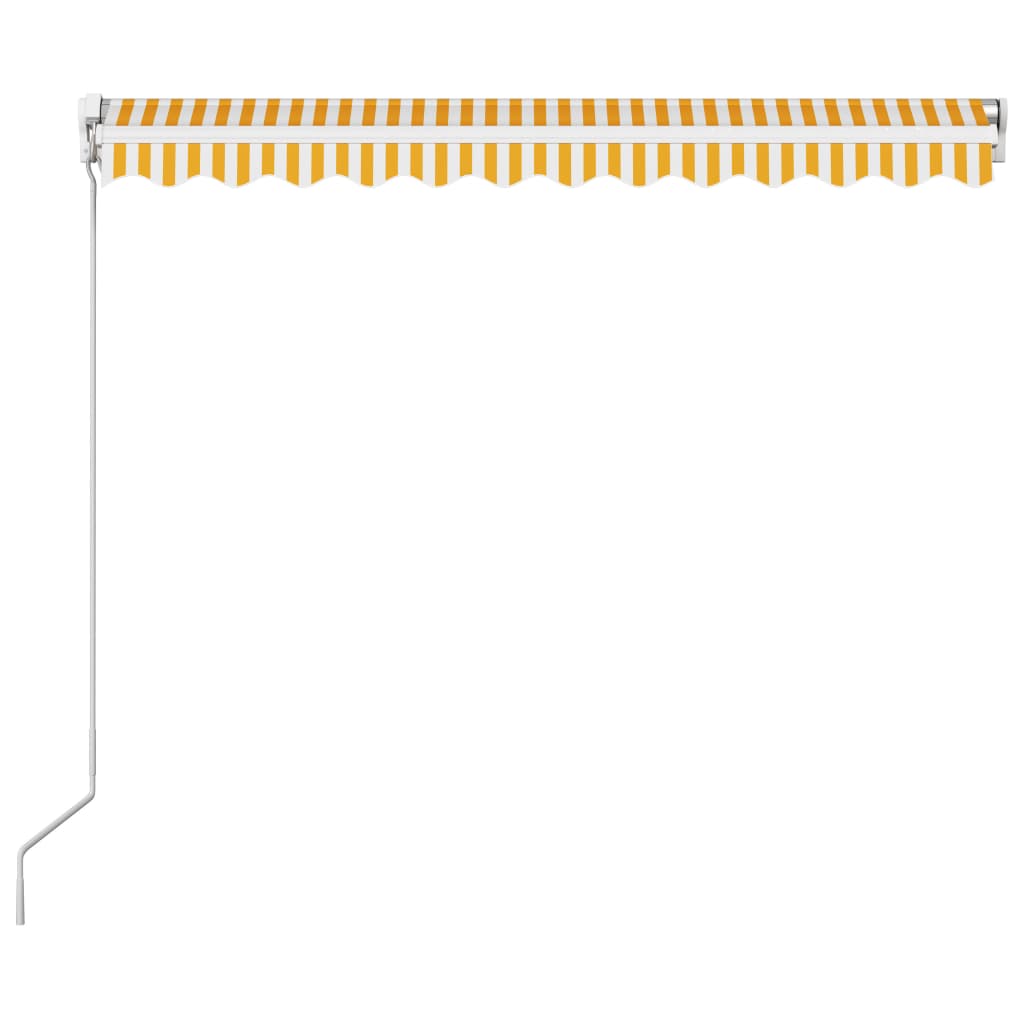 Ръчно прибиращ се сенник, 300x250 см, жълто и бяло