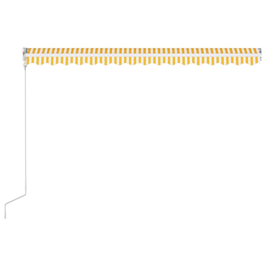 Автоматично прибиращ се сенник, 400x300 см, жълто и бяло