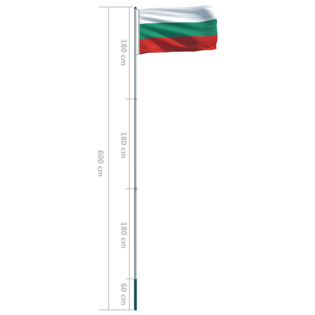 Флаг на България и алуминиев флагщок, 6 м