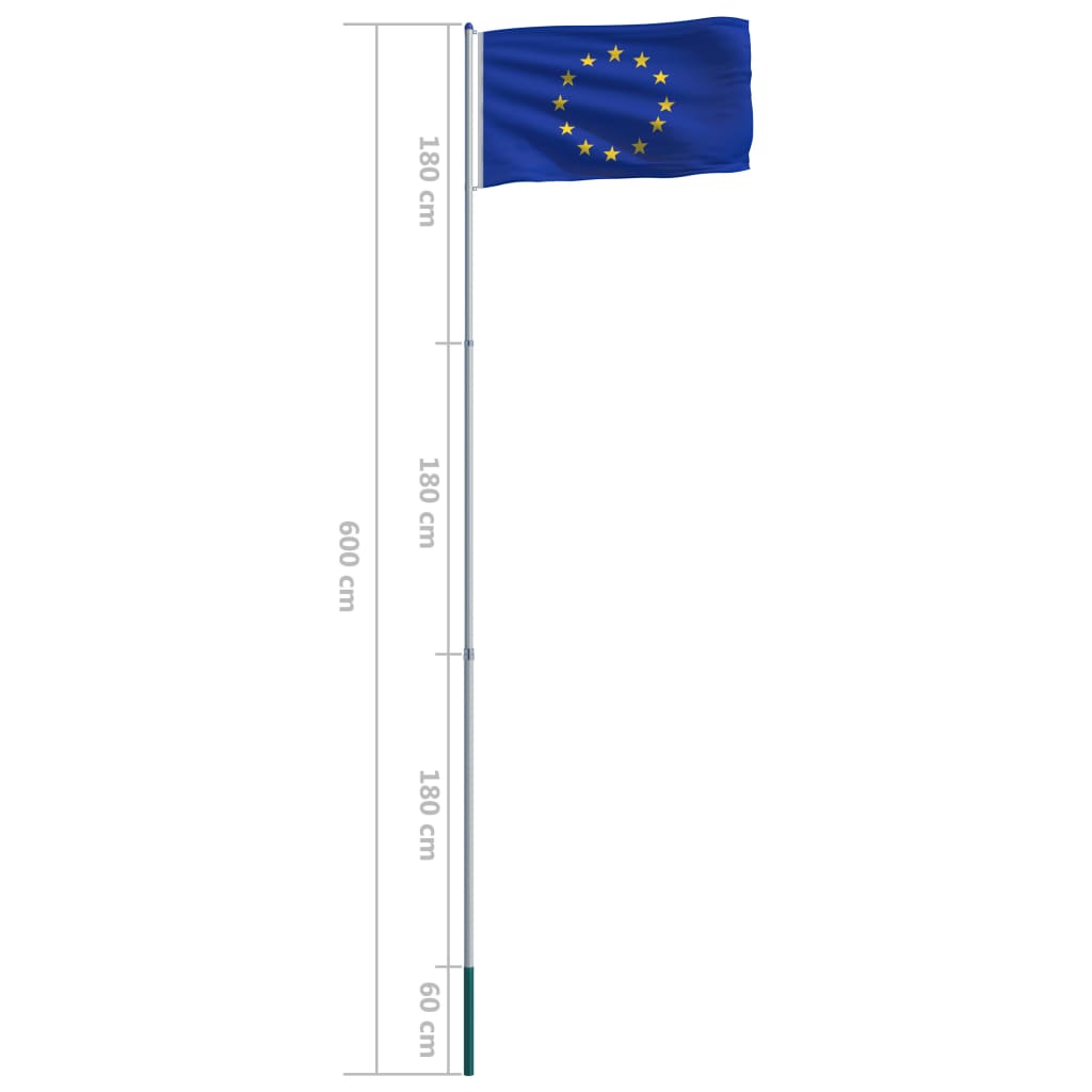 Европейски флаг и алуминиев флагщок, 6 м