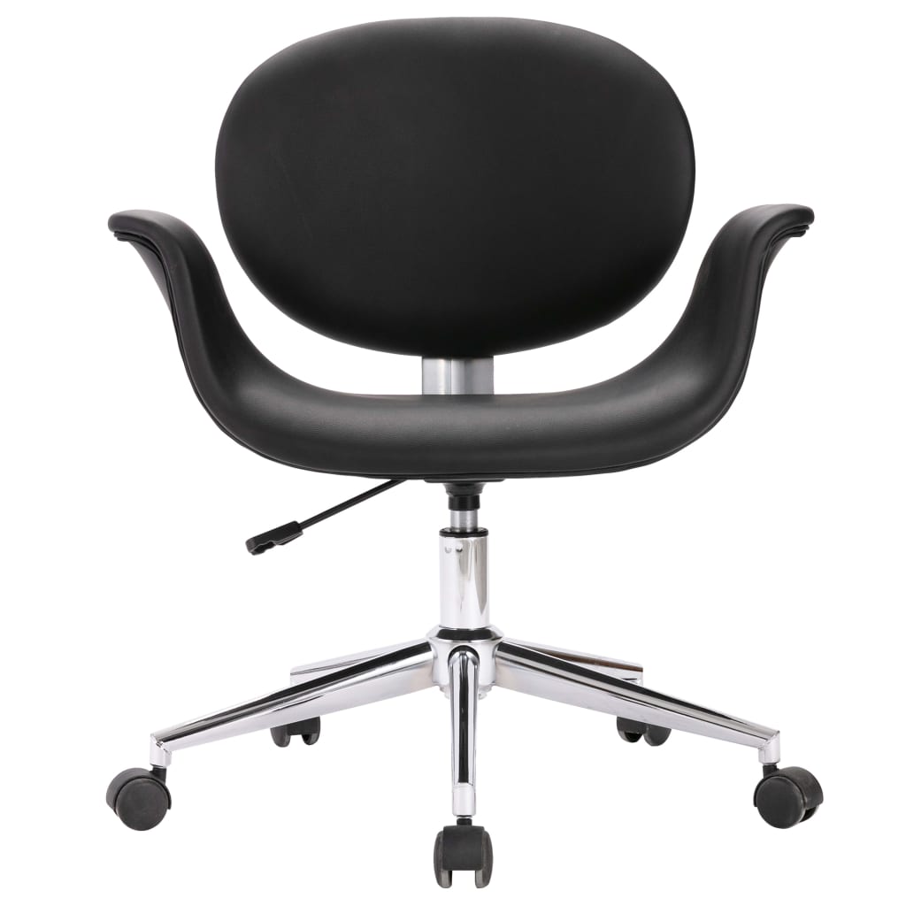 Въртящ офис стол, черен, изкуствена кожа
