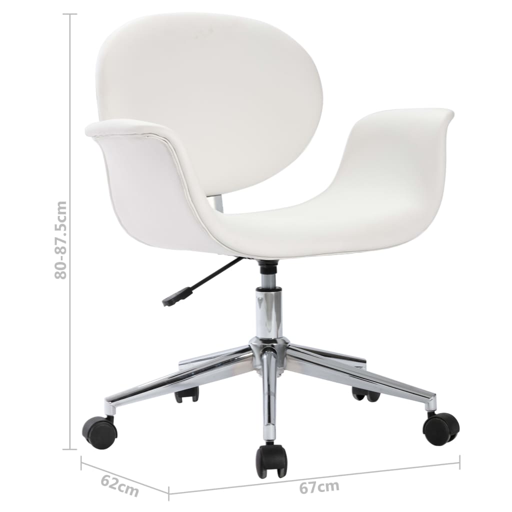 Въртящ офис стол, бял, изкуствена кожа