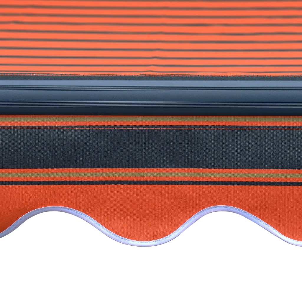 Ръчно прибиращ се сенник с LED, 350x250 см, оранжево и кафяво