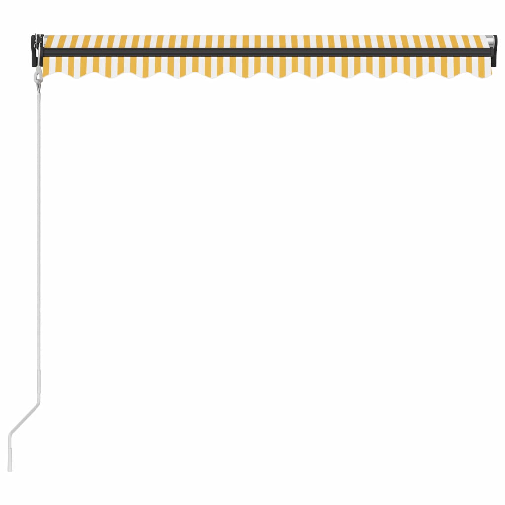 Автоматично прибиращ се сенник, 300x250 см, жълто и бяло