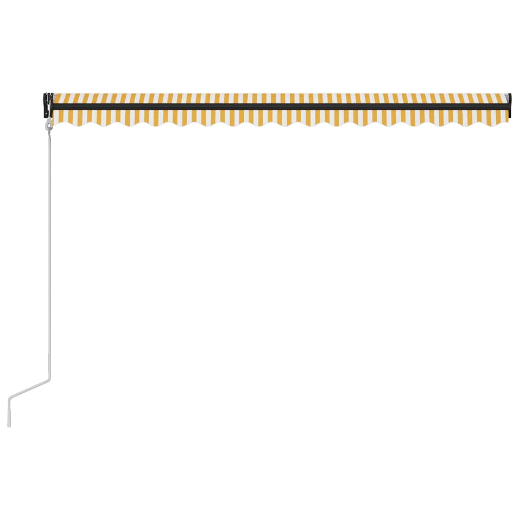Прибиращ се сенник сензор за вятър и LED 400x300 см жълто-бял