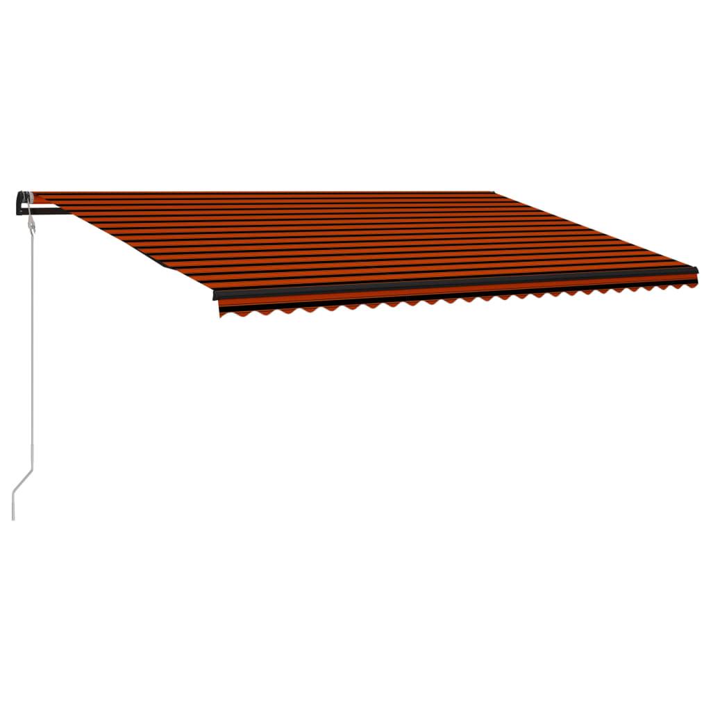 Прибиращ се сенник сензор за вятър LED 600x300 см оранжевокафяв