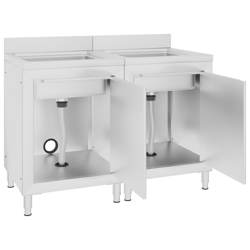 Търговски кухненски шкафове за мивки 2 бр неръждаема стомана