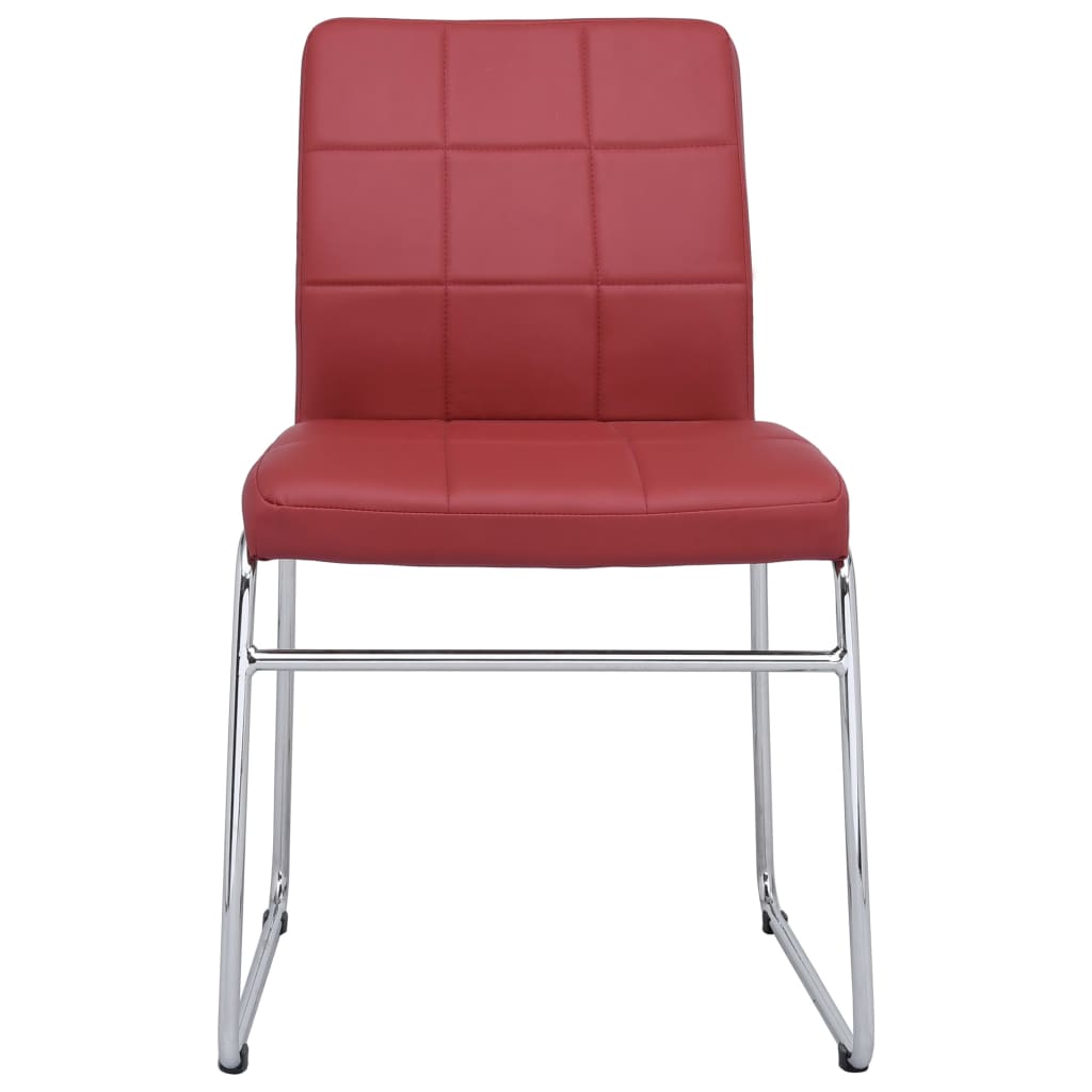 Трапезни столове, 6 бр, червени, изкуствена кожа