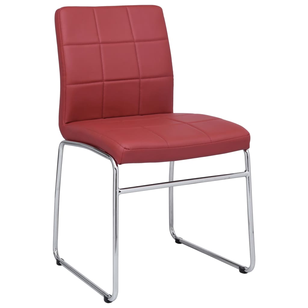 Трапезни столове, 6 бр, червени, изкуствена кожа
