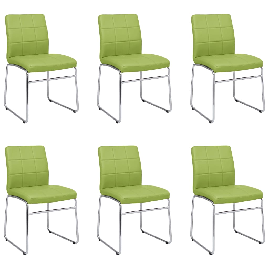 Трапезни столове, 6 бр, зелени, изкуствена кожа