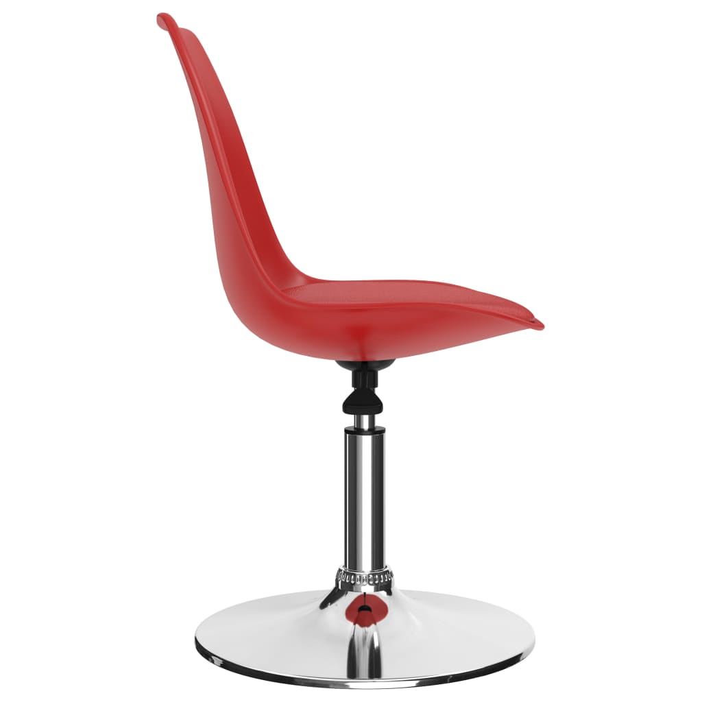 Въртящи се трапезни столове, 6 бр, червени, изкуствена кожа
