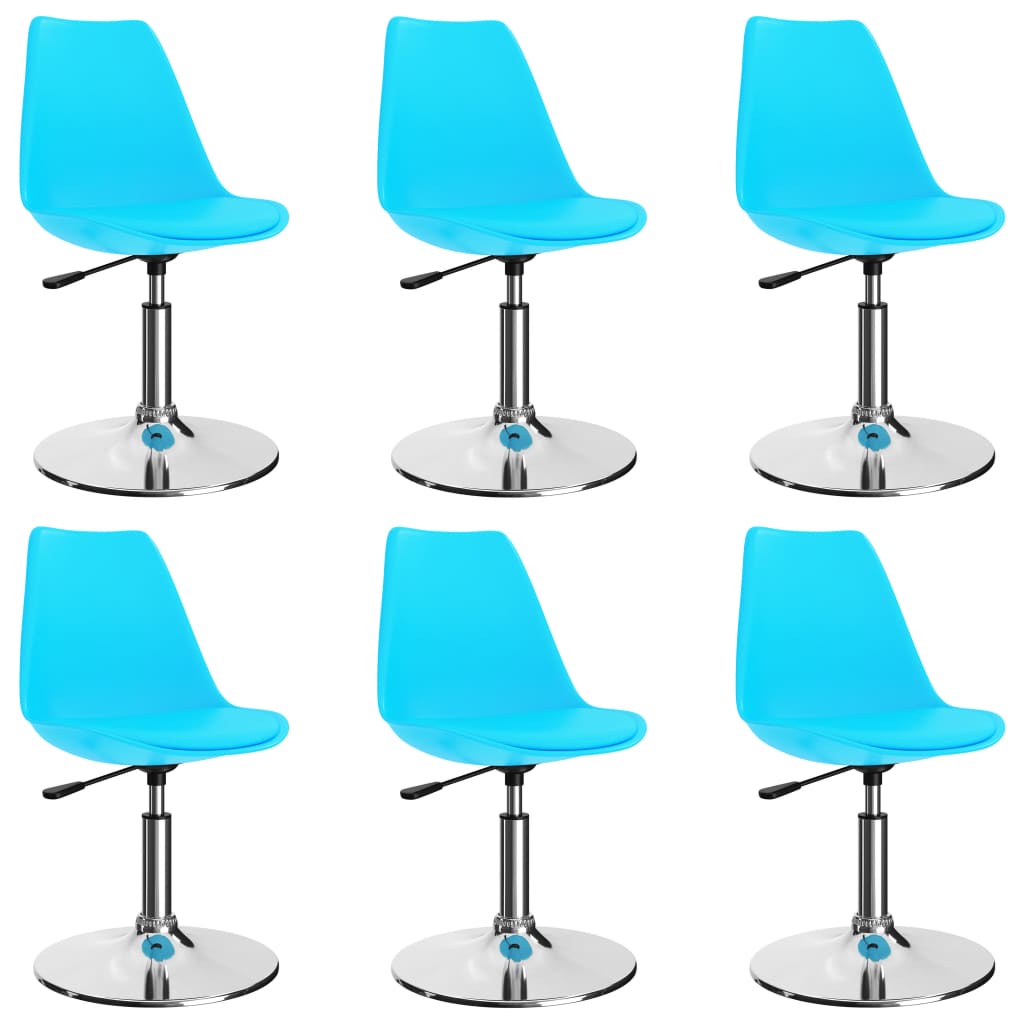 Въртящи се трапезни столове, 6 бр, сини, изкуствена кожа