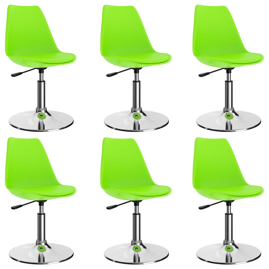 Въртящи се трапезни столове, 6 бр, зелени, изкуствена кожа