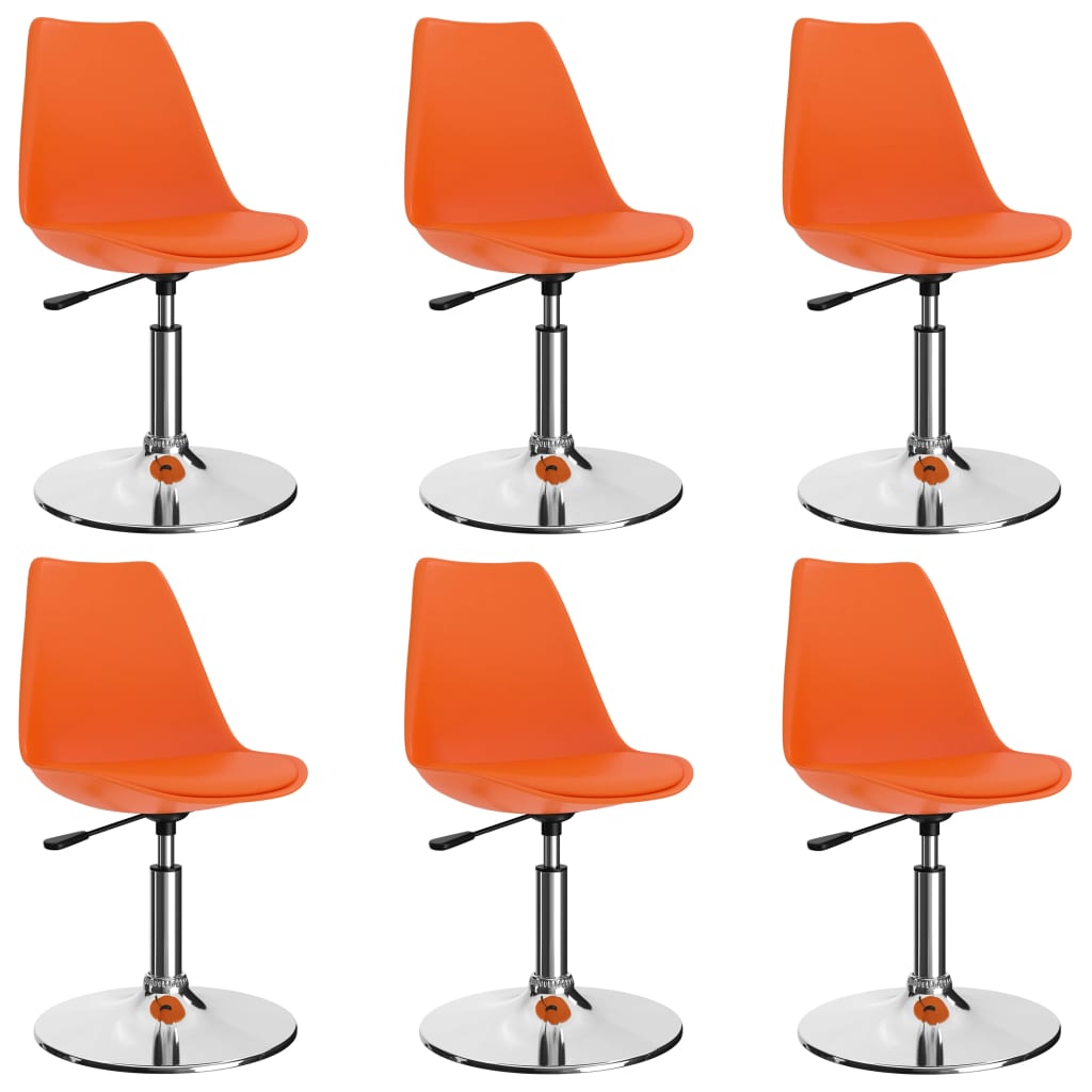 Въртящи се трапезни столове, 6 бр, оранжеви, изкуствена кожа