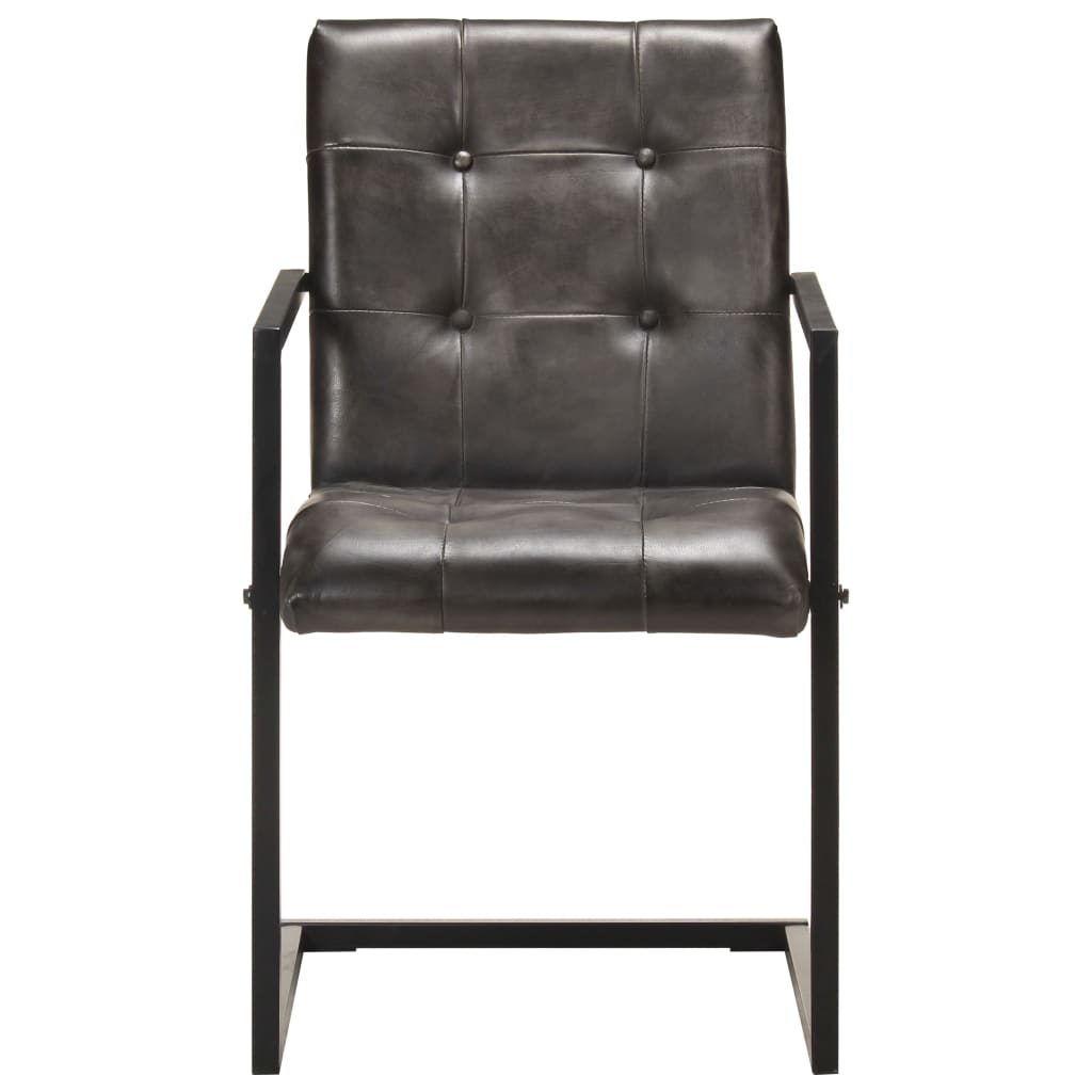 Конзолни трапезни столове 4 бр състарено сиво естествена кожа