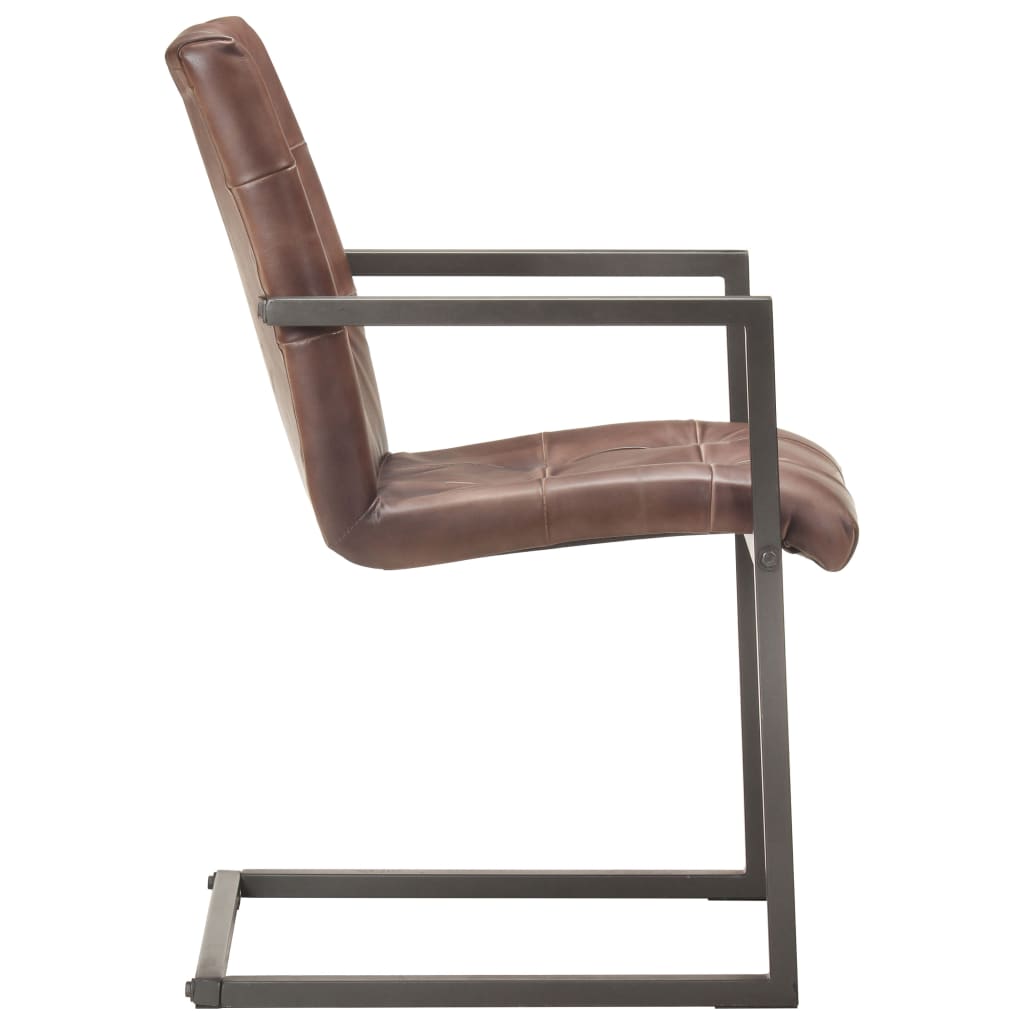 Конзолни трапезни столове 6 бр състарено кафяво естествена кожа