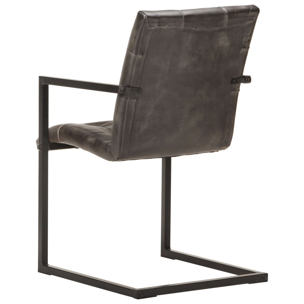 Конзолни трапезни столове 6 бр състарено сиво естествена кожа