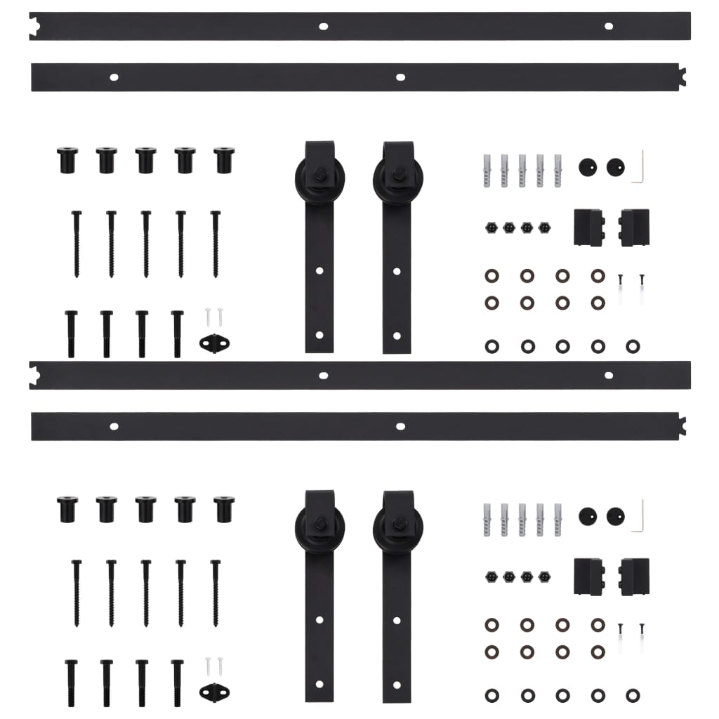 Механизми за плъзгаща врата, 2 бр, 183 см, стомана, черни