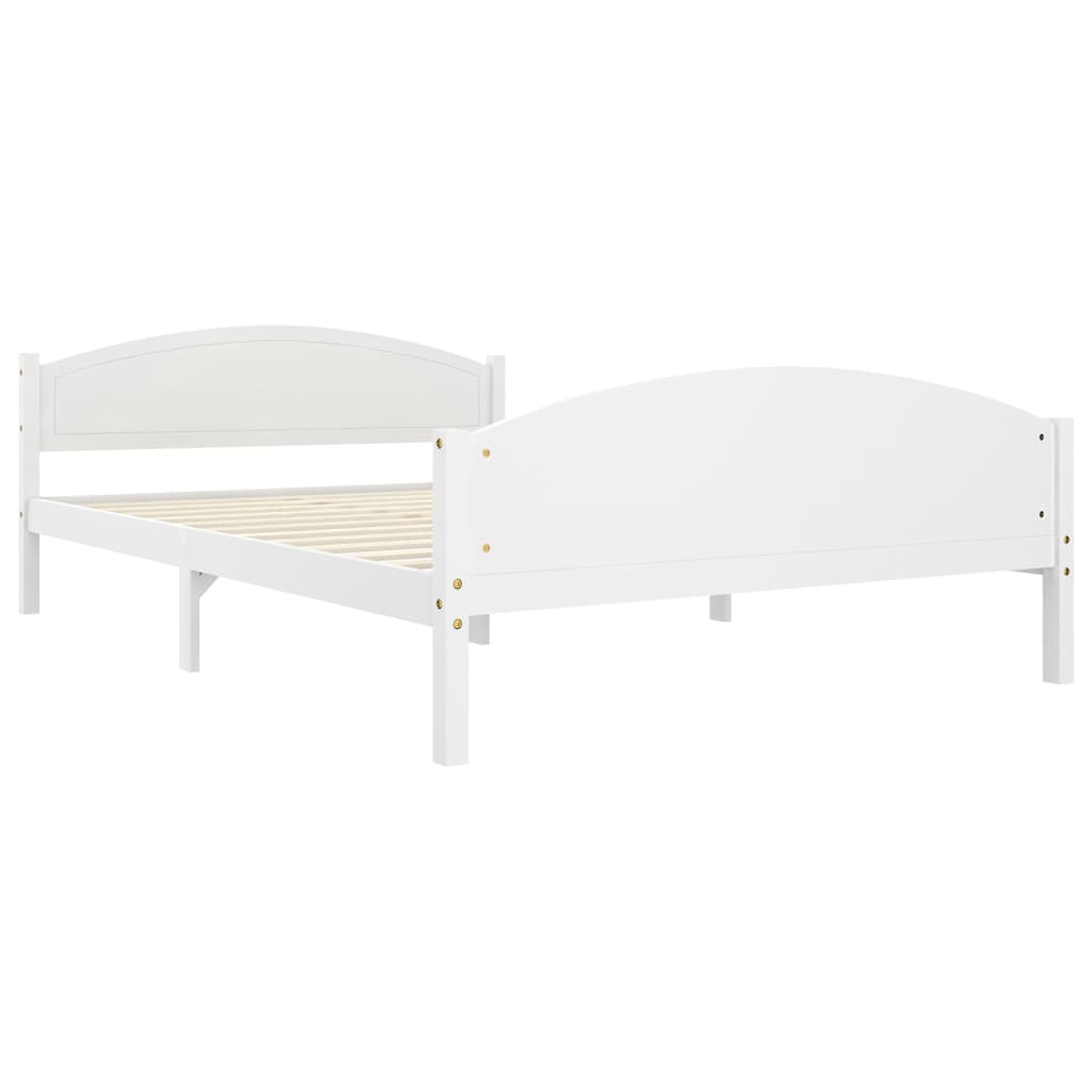 Рамка за легло с 4 чекмеджета, бяла, бор масив, 140x200 см