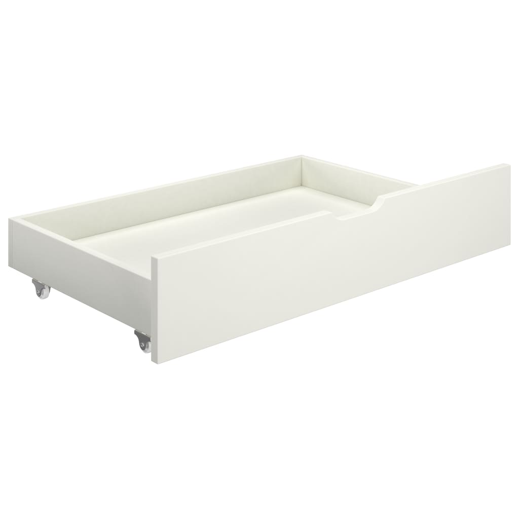 Рамка за легло с 4 чекмеджета, бяла, бор масив, 140x200 см