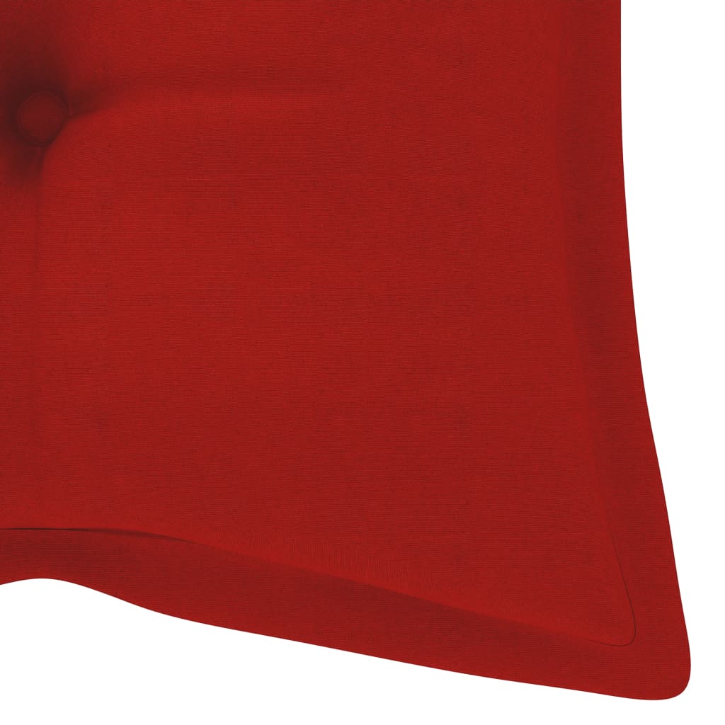 Градинска люлка с червено шалте, 170 см, тик масив