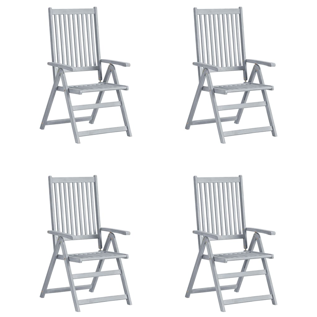 Градински накланящи се столове 4 бр с възглавници акация масив