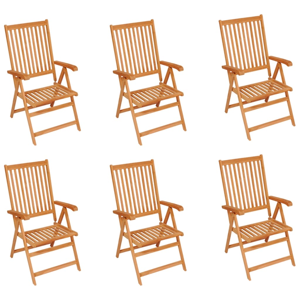 Градински столове 6 бр с виненочервени възглавници тик масив