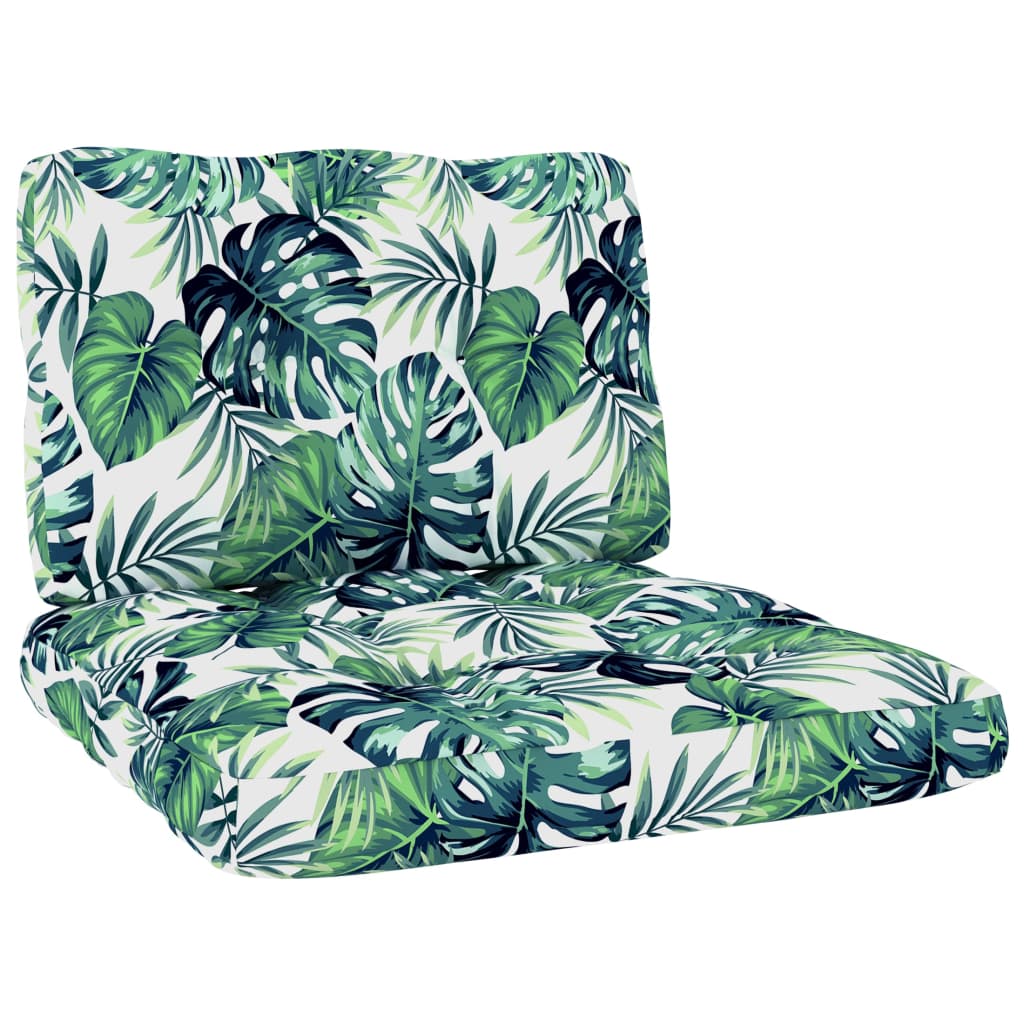 Градински стол с възглавници с шарка на листа импрегниран бор