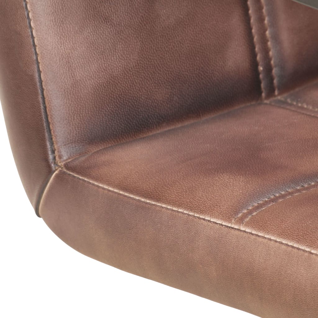 Конзолни трапезни столове 6 бр състарено кафяво естествена кожа