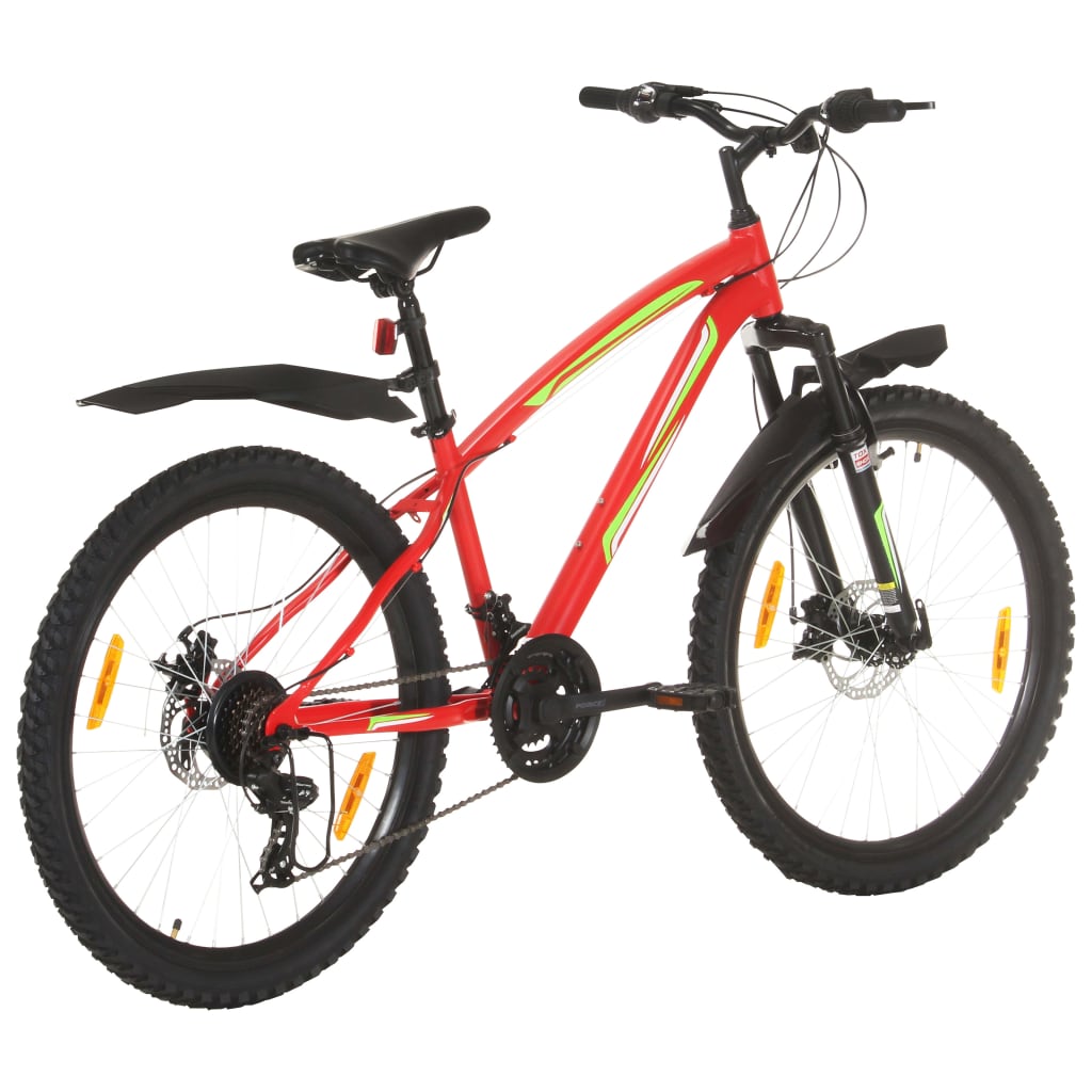 Планински велосипед, 21 скорости, 26 цола, 36 см, червен